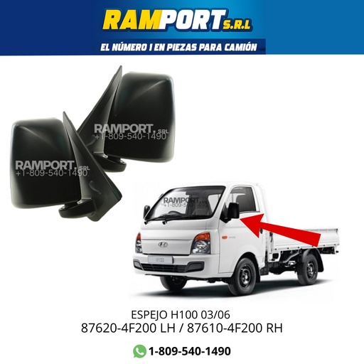 [87610-4F200       ] ESPEJO HYUNDAI H100 03/08 RH