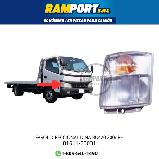 [81611-25031] FAROL DIRECCIONAL DINA BU420 200/ RH