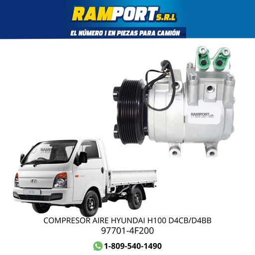 [97701-4F200] COMPRESOR AIRE ACONDICIONADO HYUNDAI H100 D4CB/D4BB